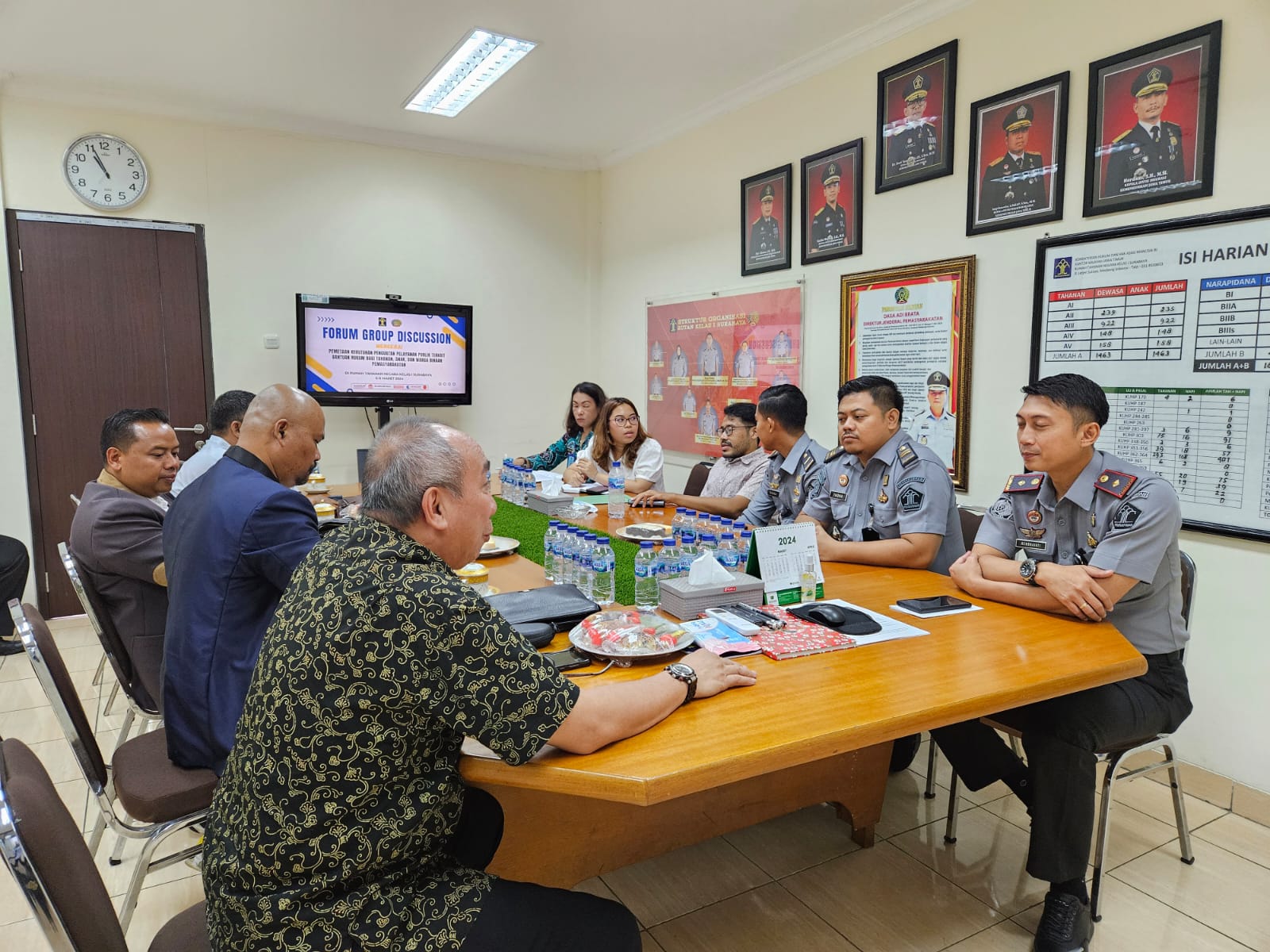 Dalam Forum Group Discussion DPC PERADI SAI Sidoarjo Raya  dengan DitjenPas Serta KA Rutan Kelas 1 Medaeng Surabaya & Kanwil Kumham Jatim membahas "Pemetaan Kebutuhan Penguatan Pelayanan Publik Terkait Bantuan Hukum Bagi Tahanan, Anak, dan Warga Binaan Permasyarakatan" di Rumah Tahanan Negara Kelas 1 Surabaya pada Rabu, 06 Maret 2024