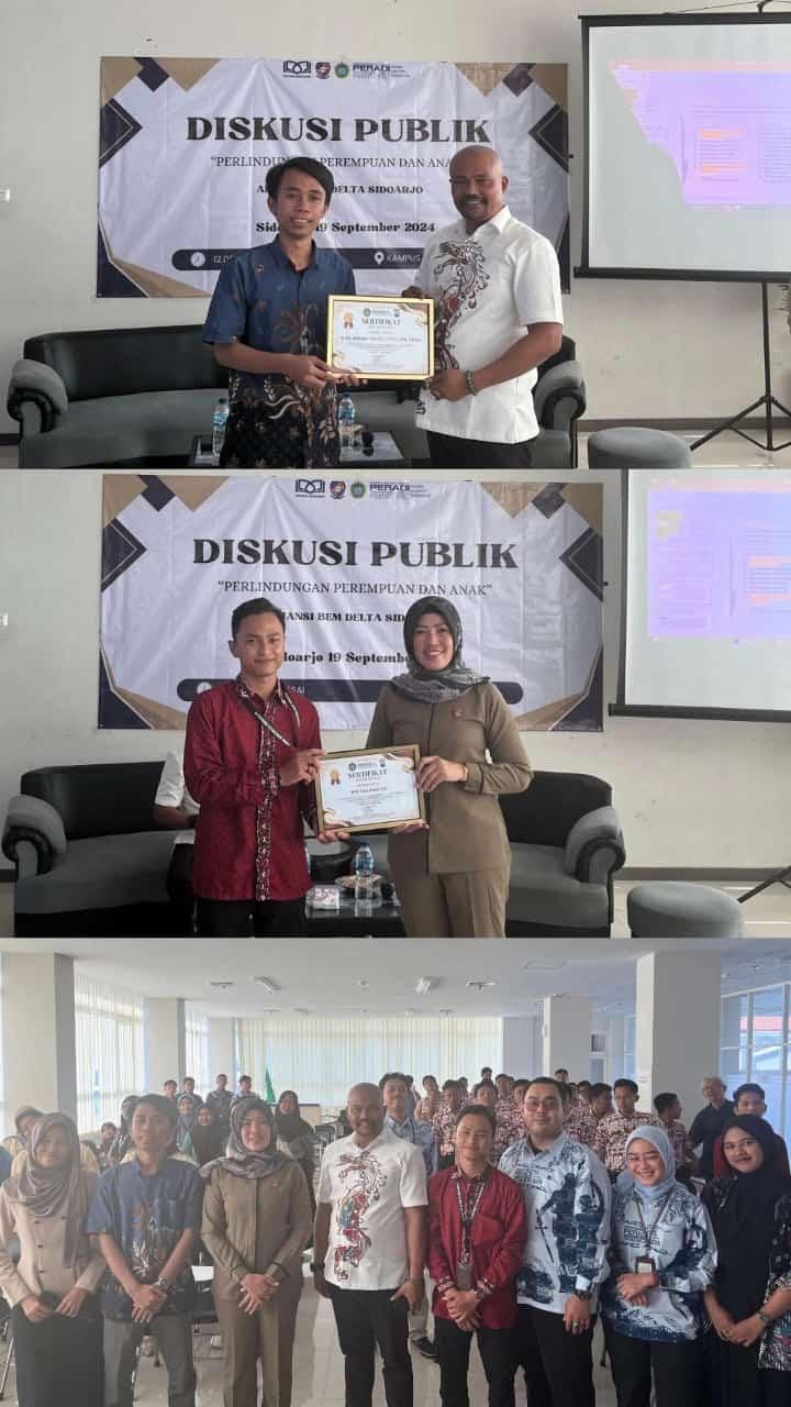 Sidoarjo, 20 September 2024. DPC PERADI SAI Sidoarjo Raya bersama Polresta Sidoarjo melaksanakan kegiatan Diskusi Publik mengenai UU TPKS Perlindungan perempuan dan anak, di Gedung A Kampus Stainim Sidoarjo.